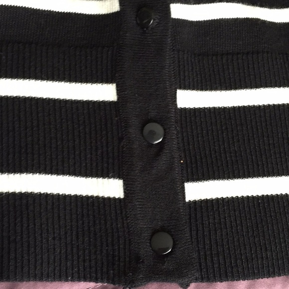 Women’s Mini Cardigan Size M Light Knit Black White Stripes Preppy Capsule - Picture 7 of 8